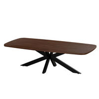 COUCHTISCH Jaimy – Walnuss – dänisch oval – Melamin & Metall – 120 cm - Dunkelbraun, Metall (120/60/35cm) - Giga Meubel