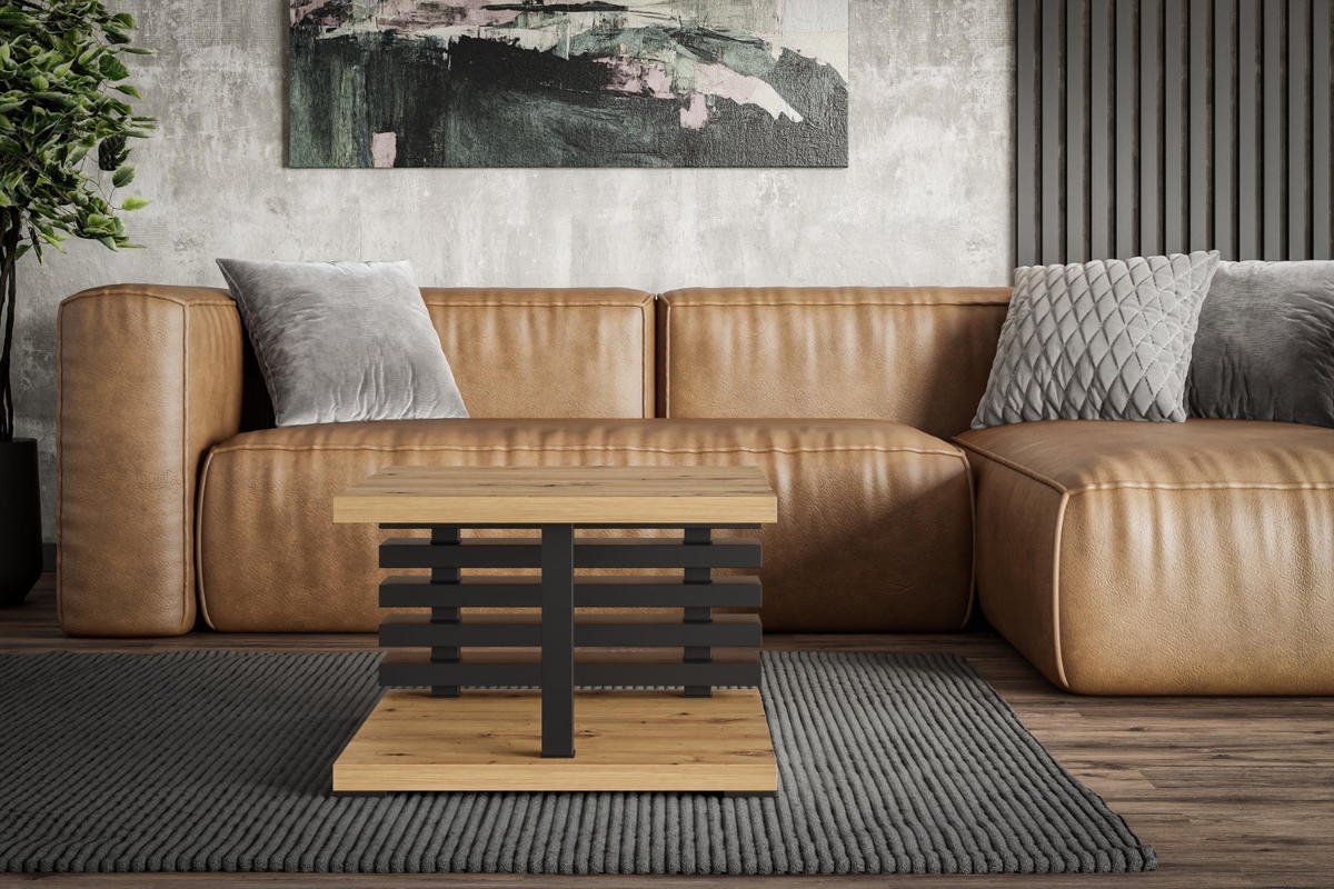 KAFFEETISCH 60x60x44 cm - Artisan Eiche Optik / Schwarz - YOTO +2 - Buchefarben, Holzwerkstoff (60/60/44cm) - ALTDECOR