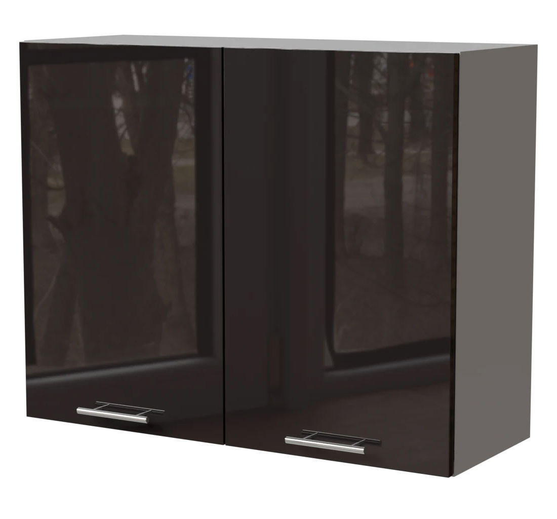 Feldmann-Wohnen Küchenhängeschrank Schwarz Hochglanz, Grau 90x72x32.5 cm