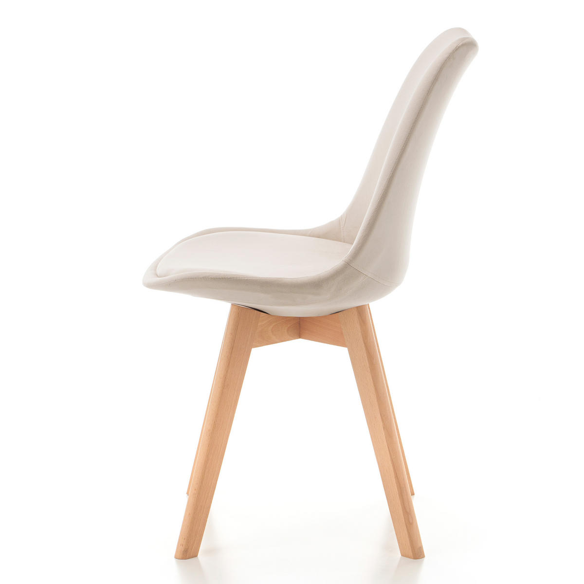 STUHL Dublin modern beige, Holzbeinen - Veloursstoff und Polsterschaum - Ecru/Beige, Holz/Textil (50/83/54cm) - NEW HOME