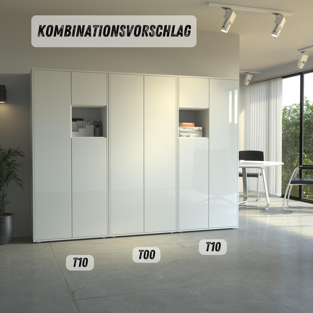 AKTENSCHRANK Amira T10 Weiß Hochglanz 180/80/40 cm - Weiß Hochglanz, Holzwerkstoff (80/180/40cm) - SIMPLYFURN