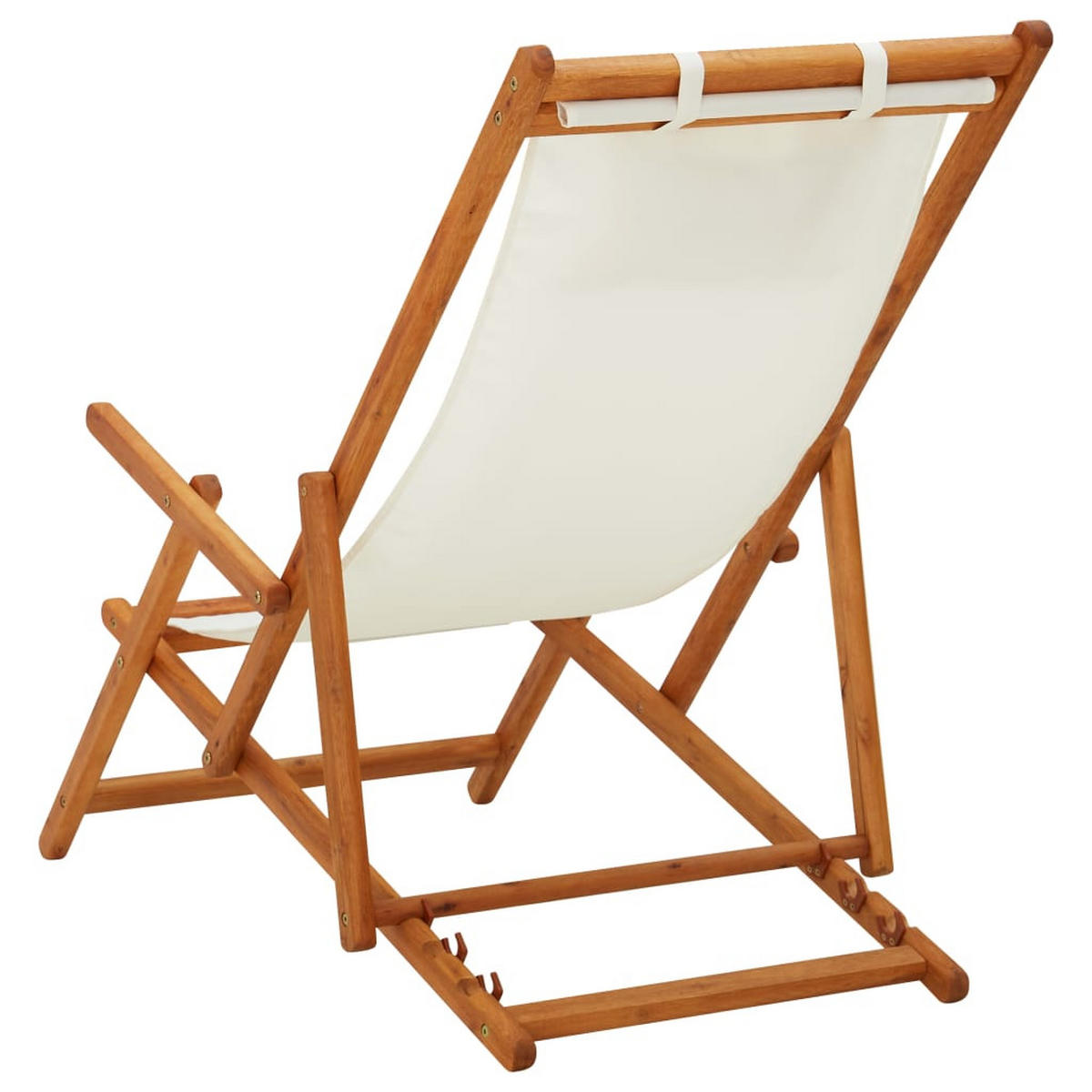 KLAPPBARER Strandstuhl Eukalyptus Massivholz Und Stoff Creme - Creme, Textil (127/95/60cm) - vidaXL