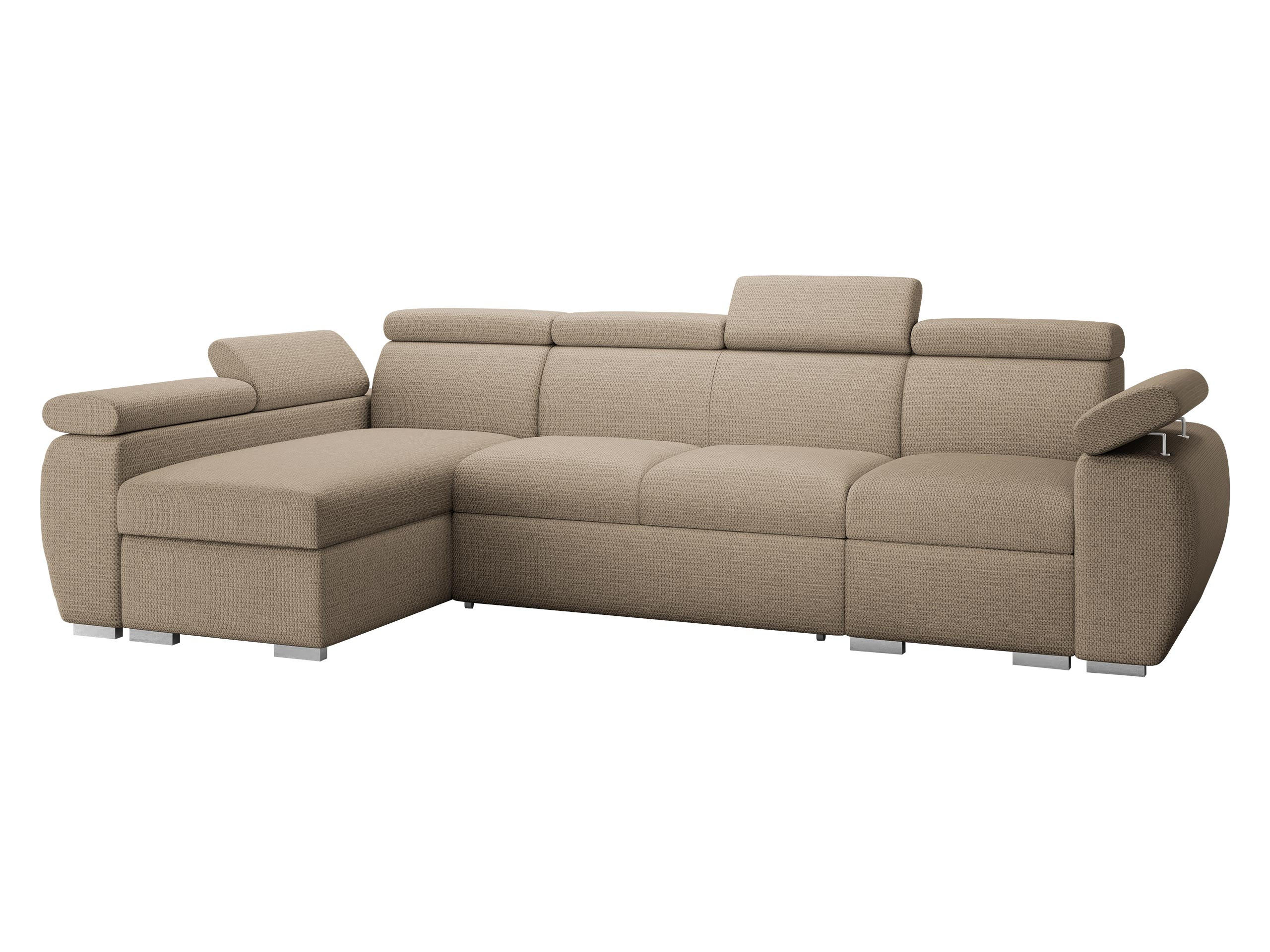 ECKSOFA Boston LCP, Seite: Links LCP+2R+1P(65) - Hellbraun/Silberfarben, Holz/Textil (320/170cm) - MIRJAN24