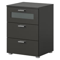 NACHTTISCH grau Komforthöhe 60 cm, 3x Schubkasten mit Vollauszug - Silberfarben/Grau, Glas/Holzwerkstoff (45/60/40cm) - Inn.Furn