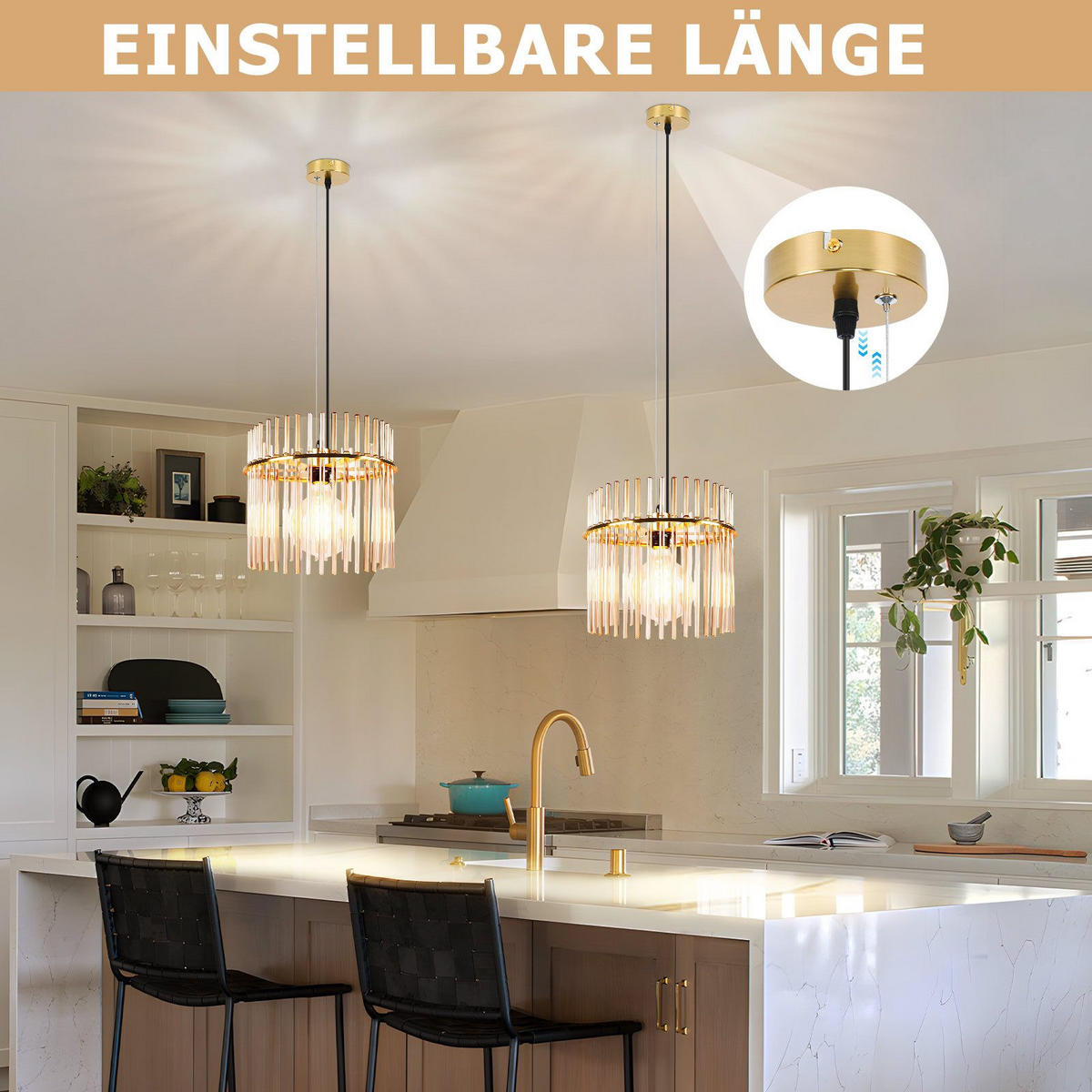 PENDELLEUCHTE AURA Ⅲ 30/10/150 cm - Goldfarben, Metall (30/10/150cm) - Nettlife