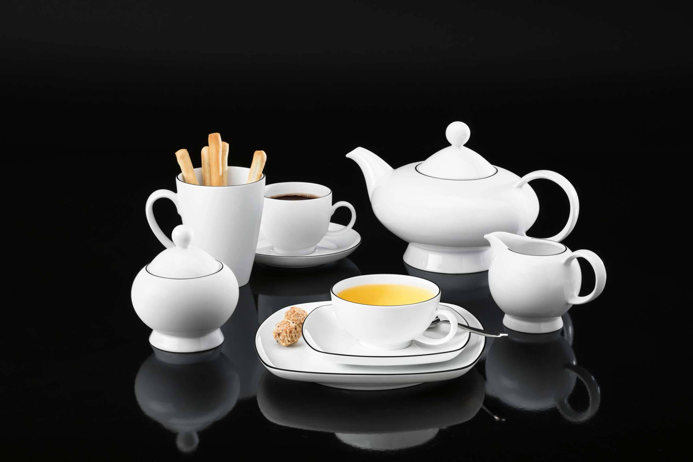 MILCH & ZUCKERSET Lido Black Line weiß 2er Set - Weiß, Keramik (1/1cm) - Seltmann Weiden