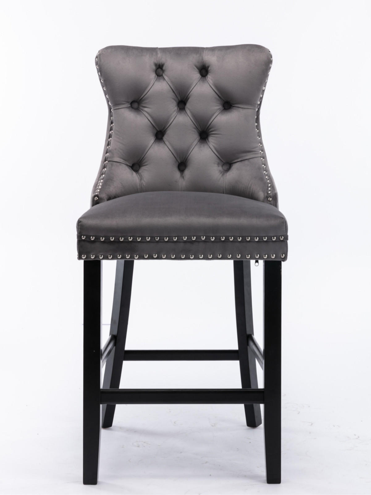 BARHOCKER 2er-Set Grau mit Samtbezug und Rückenlehne - Grau, Textil (60/66/50cm) - PANGIVO