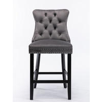 BARHOCKER 2er-Set Grau mit Samtbezug und Rückenlehne - Grau, Textil (60/66/50cm) - PANGIVO