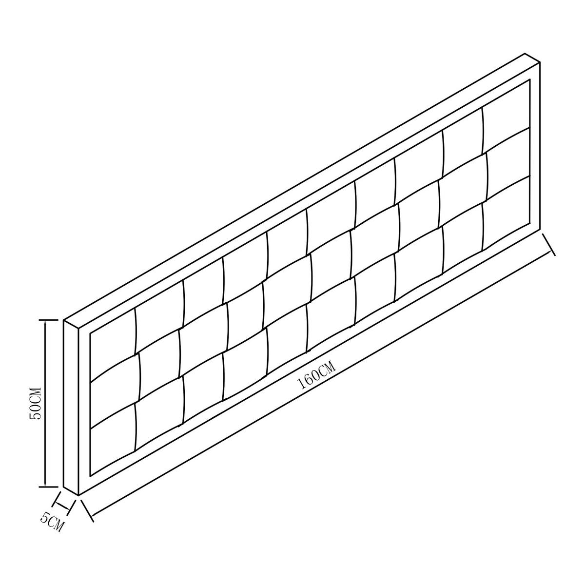 ČELO POSTELE Tervo - světle šedá, kompozitní dřevo/textil (160/50/5cm) - [en.casa]