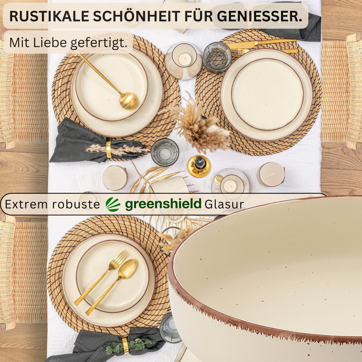 PASTASCHALEN BOMBAY BEACH - 4 teilig aus Steingut - Beige, Stein (20.5cm) - Sänger