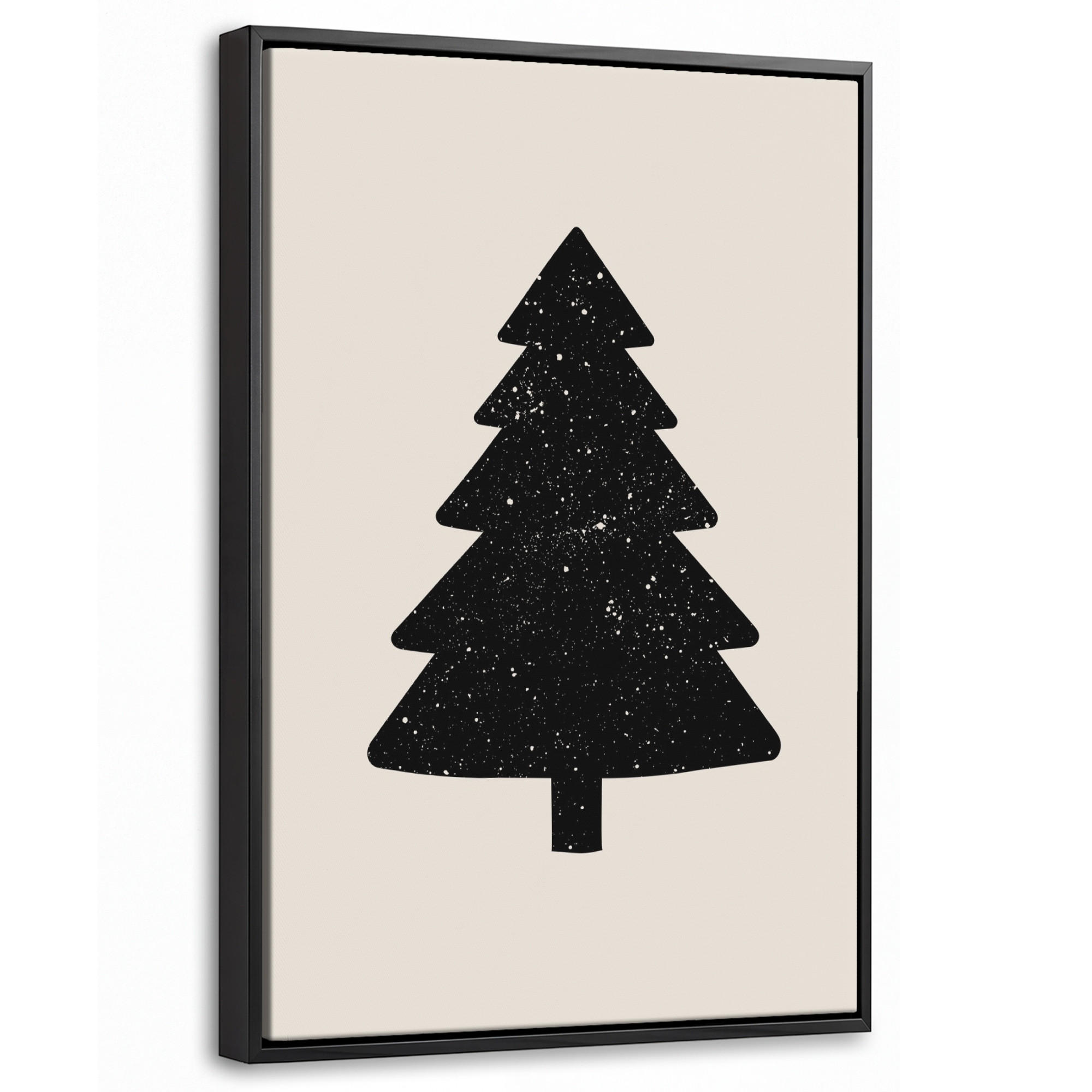 LEINWAND Bilder mit Rahmen - Weihnachtsbaum - Schwarz - Urlaub - Beige - 20x30 - Schwarz, Textil (20/30cm) - MuchoWow