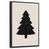 LEINWAND Bilder mit Rahmen - Weihnachtsbaum - Schwarz - Urlaub - Beige - 20x30 - Schwarz, Textil (20/30cm) - MuchoWow