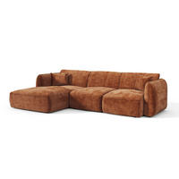 ECKSOFA (links) LOMI Geprägter Samt Terrakotta 272cm - Dunkelorange/Terracotta, Textil (272/90cm) - Premium Interiors