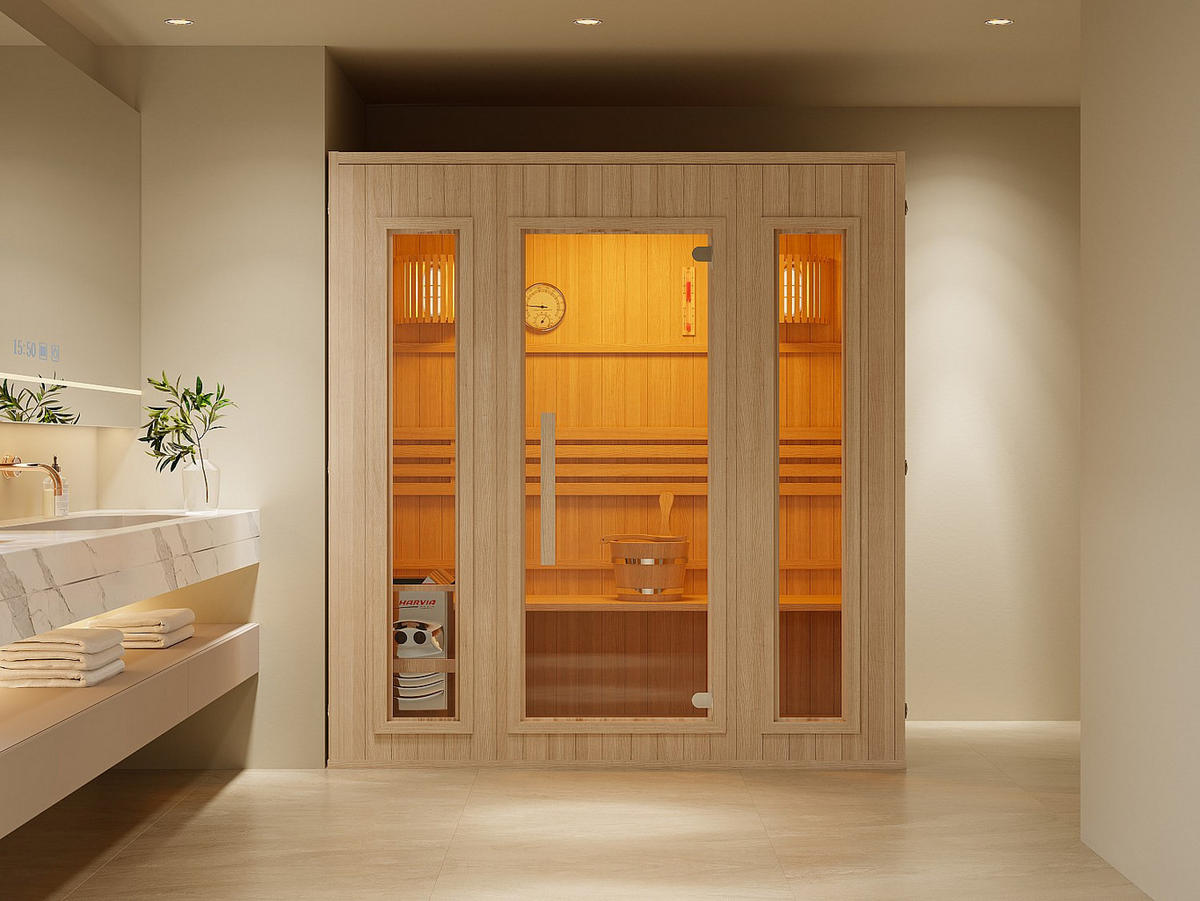 FINNISCHE Sauna - 4 Personen - Holz, Platte - Naturfarben Hell - - Naturfarben, Holz (180/190/120cm) - Vente-Unique