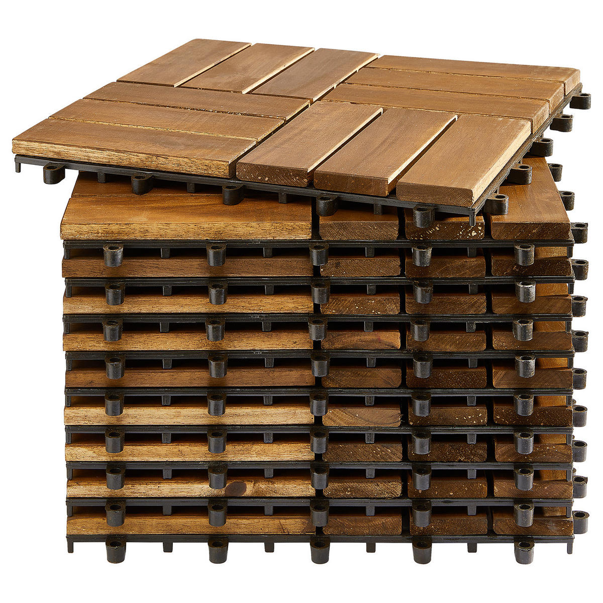 TERRASSENFLIESE - 33er-Set - Akazie massiv - Akaziefarben, Holz/Kunststoff (30/30/2.4cm) - home24