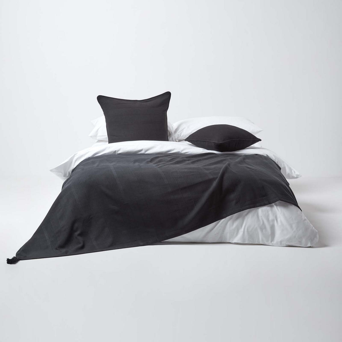 TAGESDECKE Rajput 255/360 cm, 100% Baumwolle - Schwarz, Textil (225/360cm) - Homescapes
