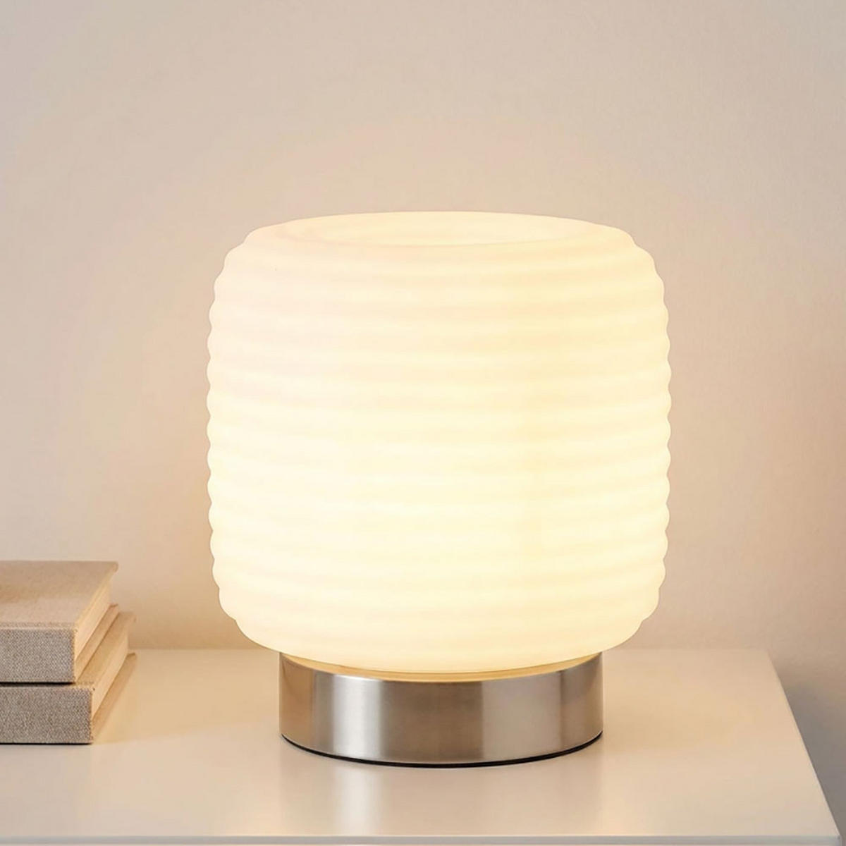 LED TISCHLEUCHTE KLADORA Weiß Metall Glas - Goldfarben, Glas (20/20/21.5cm) - Globo Lighting