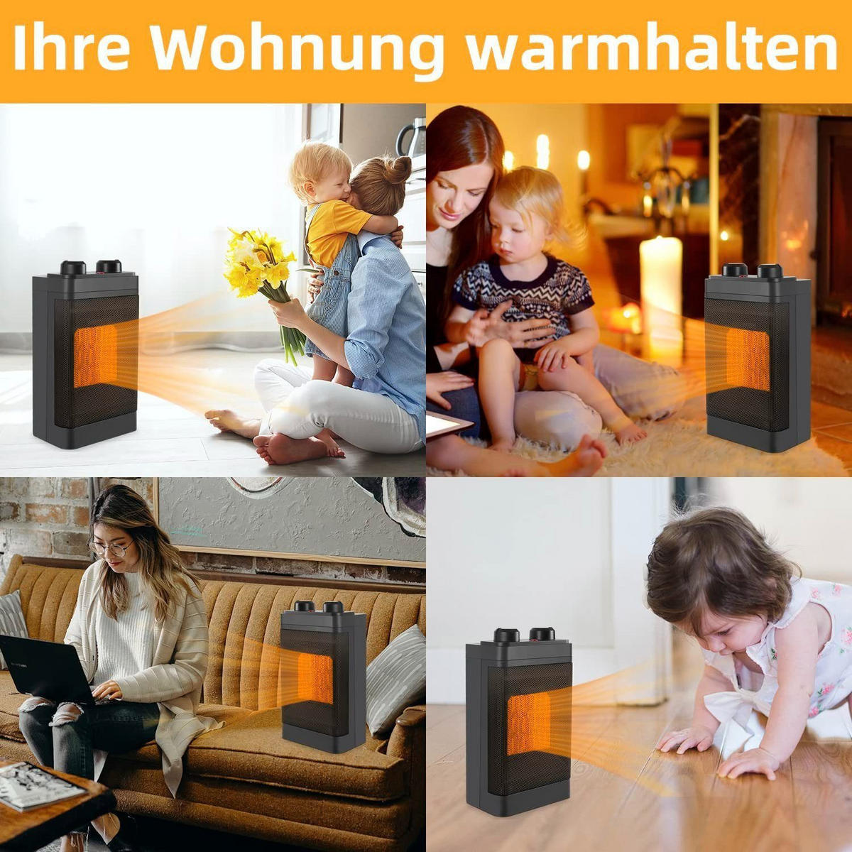 HEIZUNGSLÜFTER Wärmeaura - Schwarz, Kunststoff (10/25.6/15cm) - Nettlife