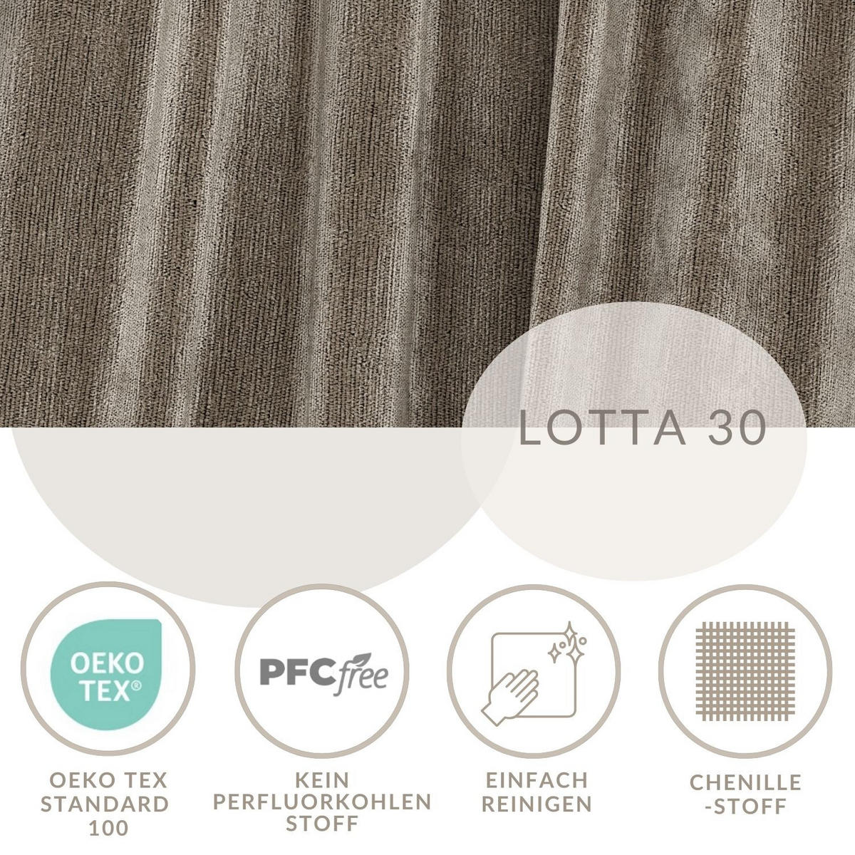 ECKSOFA Zanzibar Beige Chenille - Beige/Schwarz, Holz/Holzwerkstoff (237/144cm) - Maison de Reve