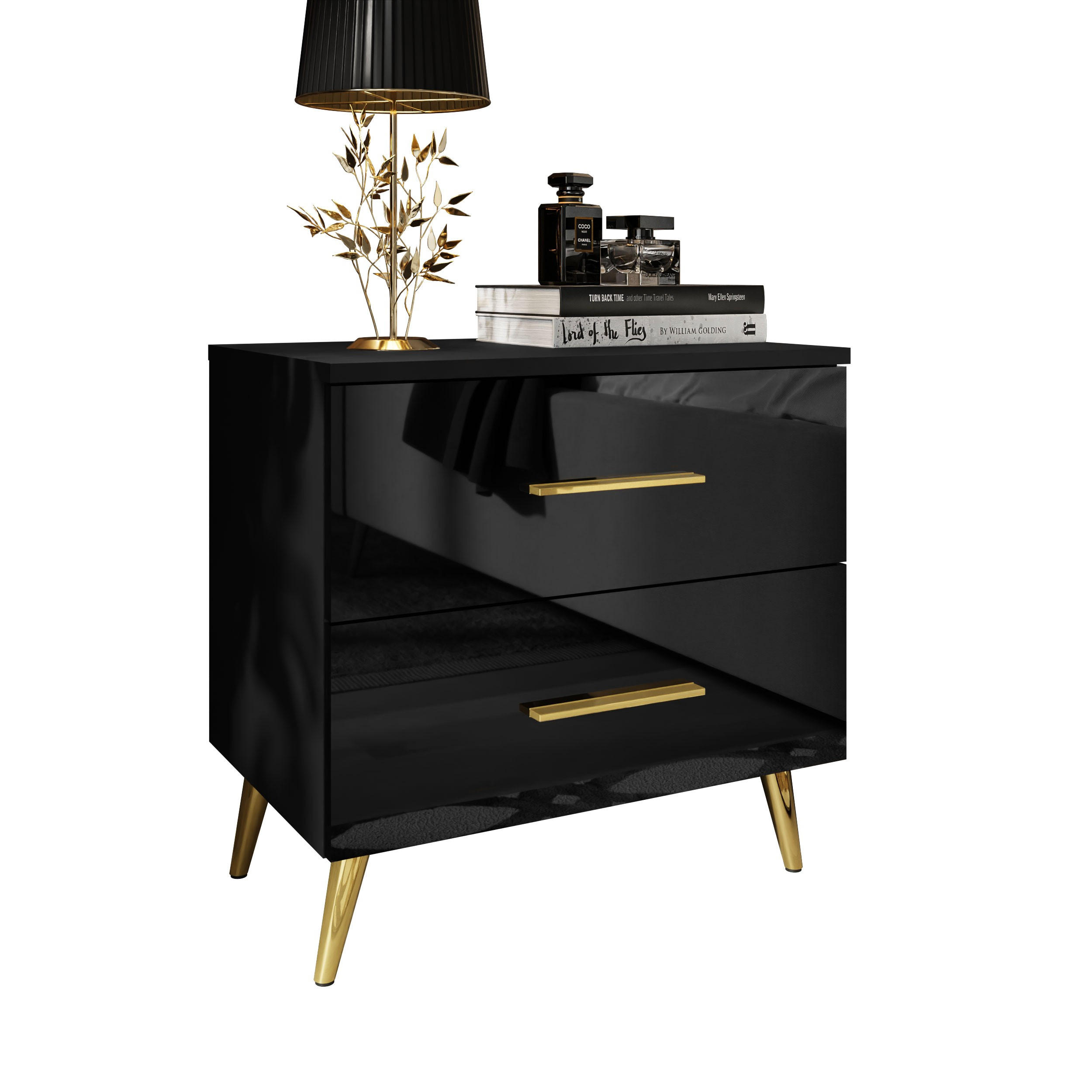 Lookway Nachttisch Schwarz 55x55x37 cm