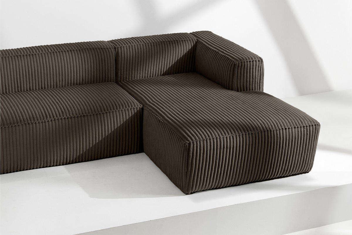 ECKSOFA-RECHTS FEROX Modern, Cord-Stoff, braun - Braun, Textil (305/175cm) - KONSIMO®