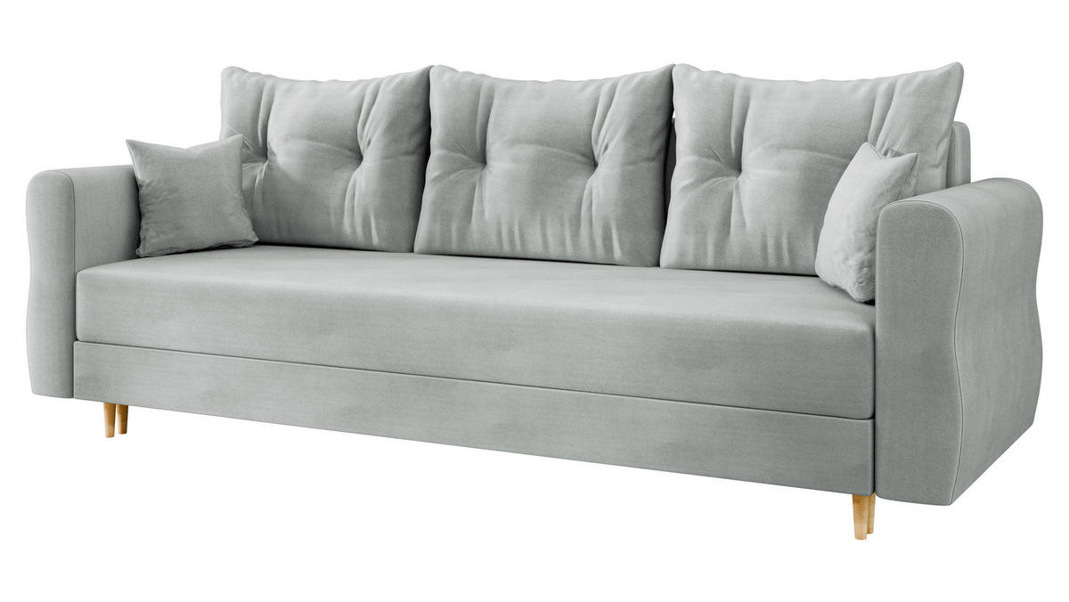 SCHLAFSOFA Zako S 3 - Hellgrau/Naturfarben, Holz/Textil (231/85/77cm) - MIRJAN24