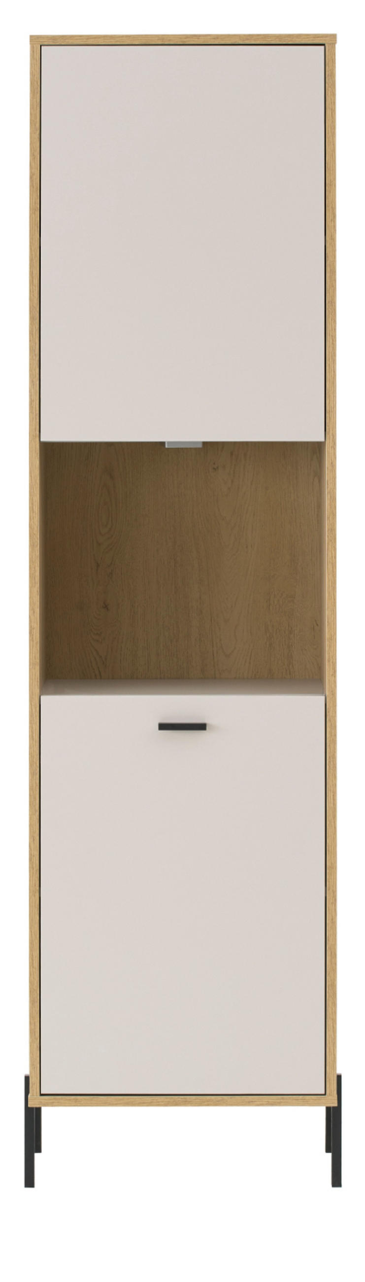 VITRINE Kaschmir, Eiche 54 x 204 cm, VITRINEnschrank mit Soft-Close - Kaschmir/Eichefarben, Glas/Holzwerkstoff (54/204/35cm) - Furn.Design