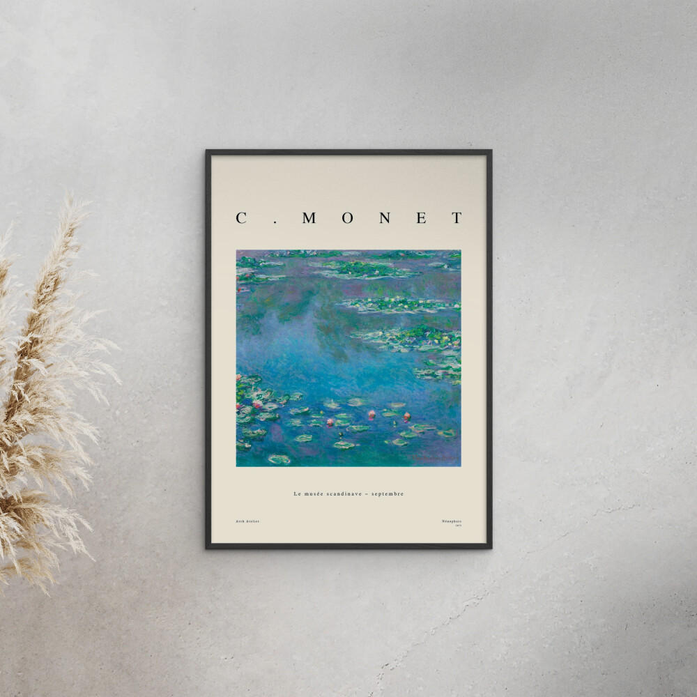 POSTER mit Rahmen Arch Atelier - Claude Monet — Nénuphars - Blau/Schwarz, Holz/Papier (30/40cm) - Poster&Frame