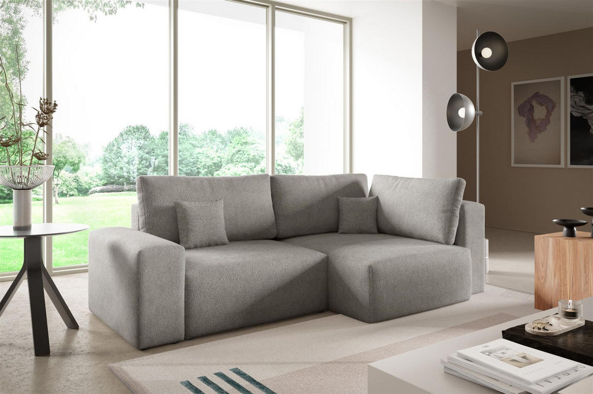 ECKSOFA Arona Mit Schlaffunktion - Beige, Holzwerkstoff/Textil (253/148cm) - Fun Möbel