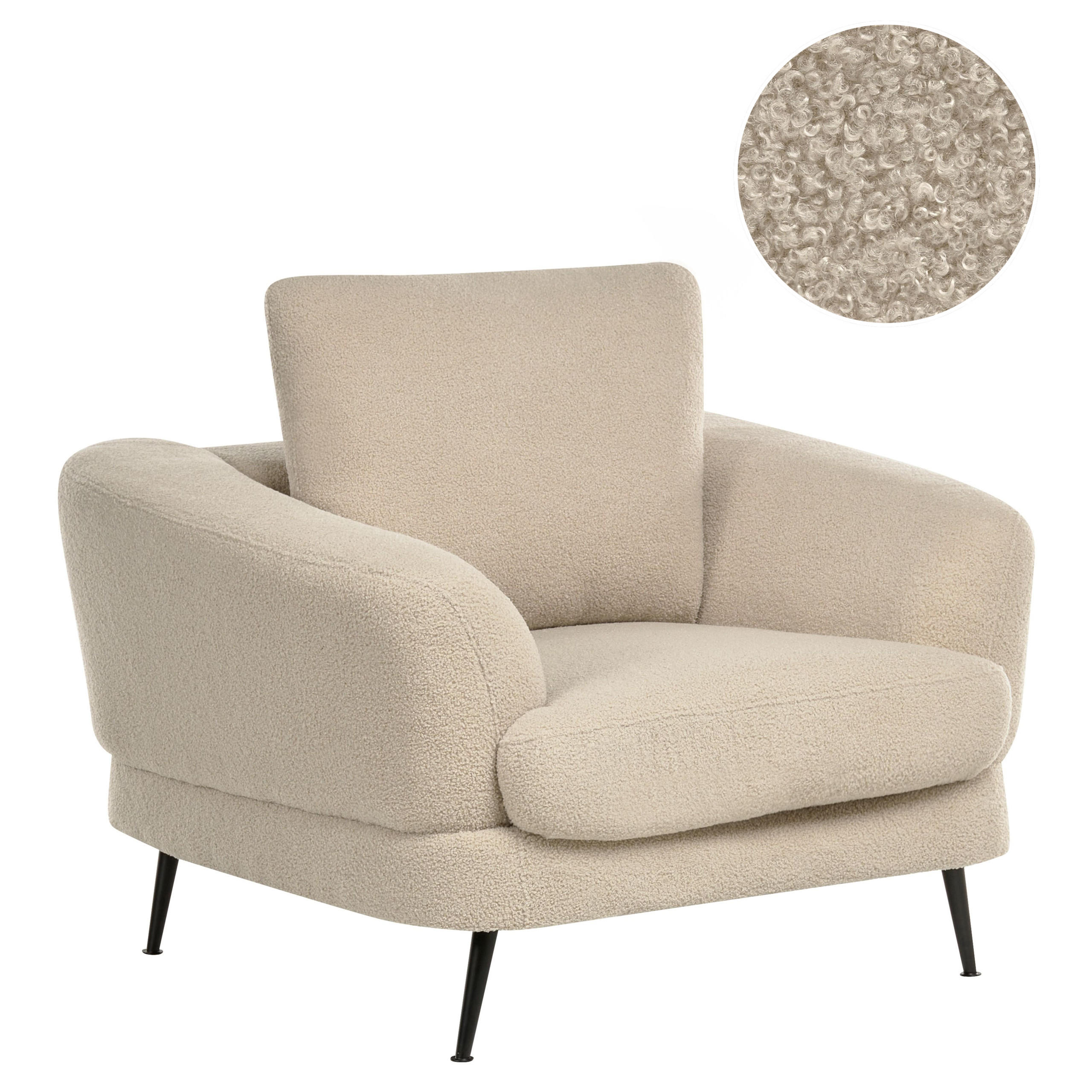 SESSEL Bouclé Hellbeige Kjaer - Beige/Schwarz, Textil (100/100/100cm) - Beliani