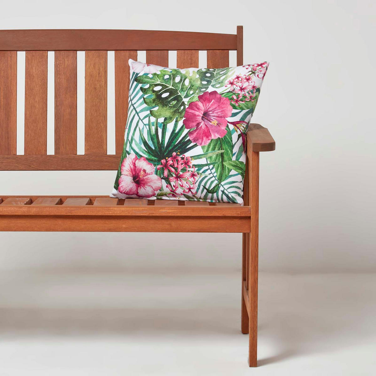 OUTDOOR-KISSEN 2er-Set 45/45 cm – Hibiskus-Blüten - Multicolor, Textil (45/45cm) - Homescapes