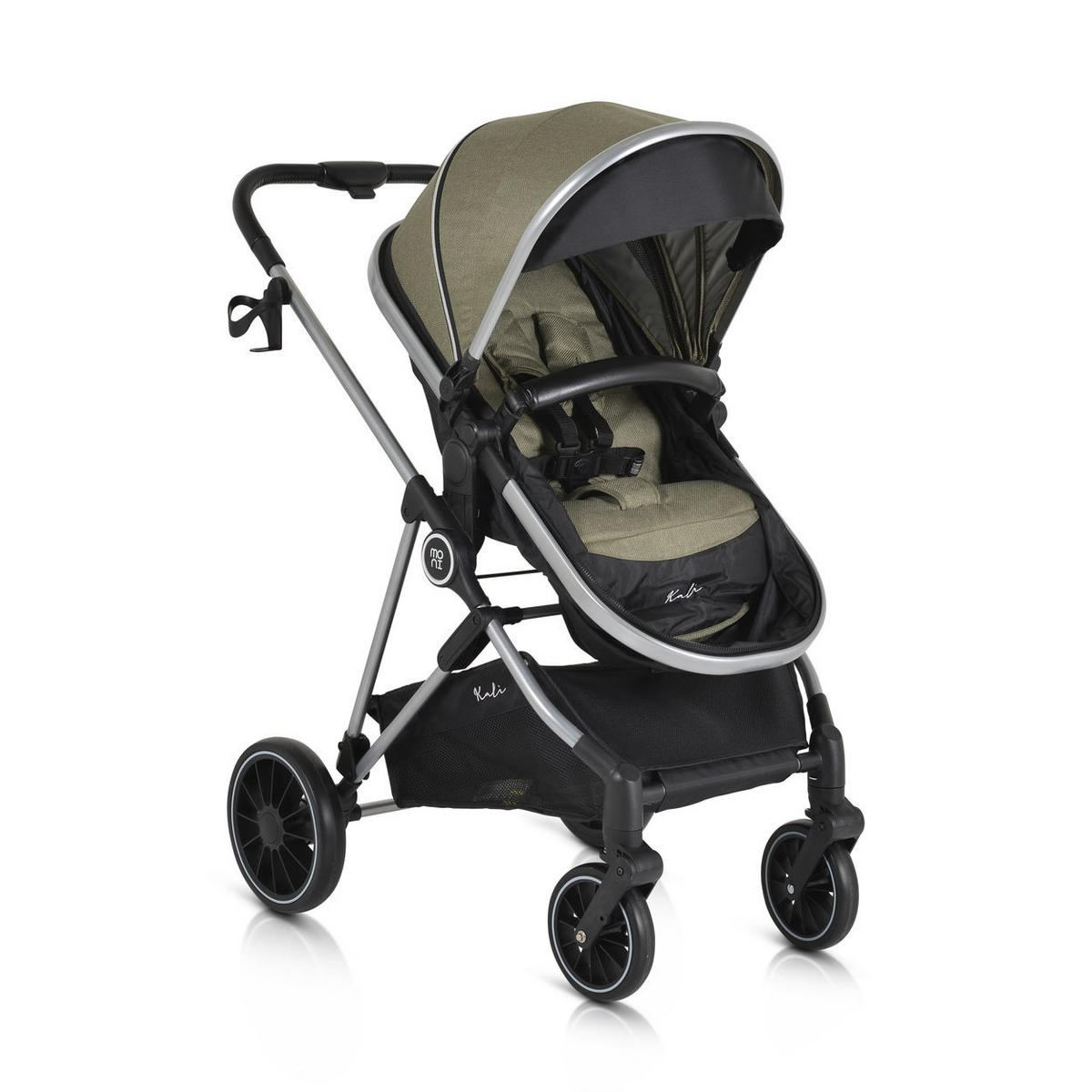 KINDERWAGEN 2 in 1 Kali grün umbaubar, Korb, Getränkehalter, Tasche - Grün, Metall (77/58/109cm) - Moni