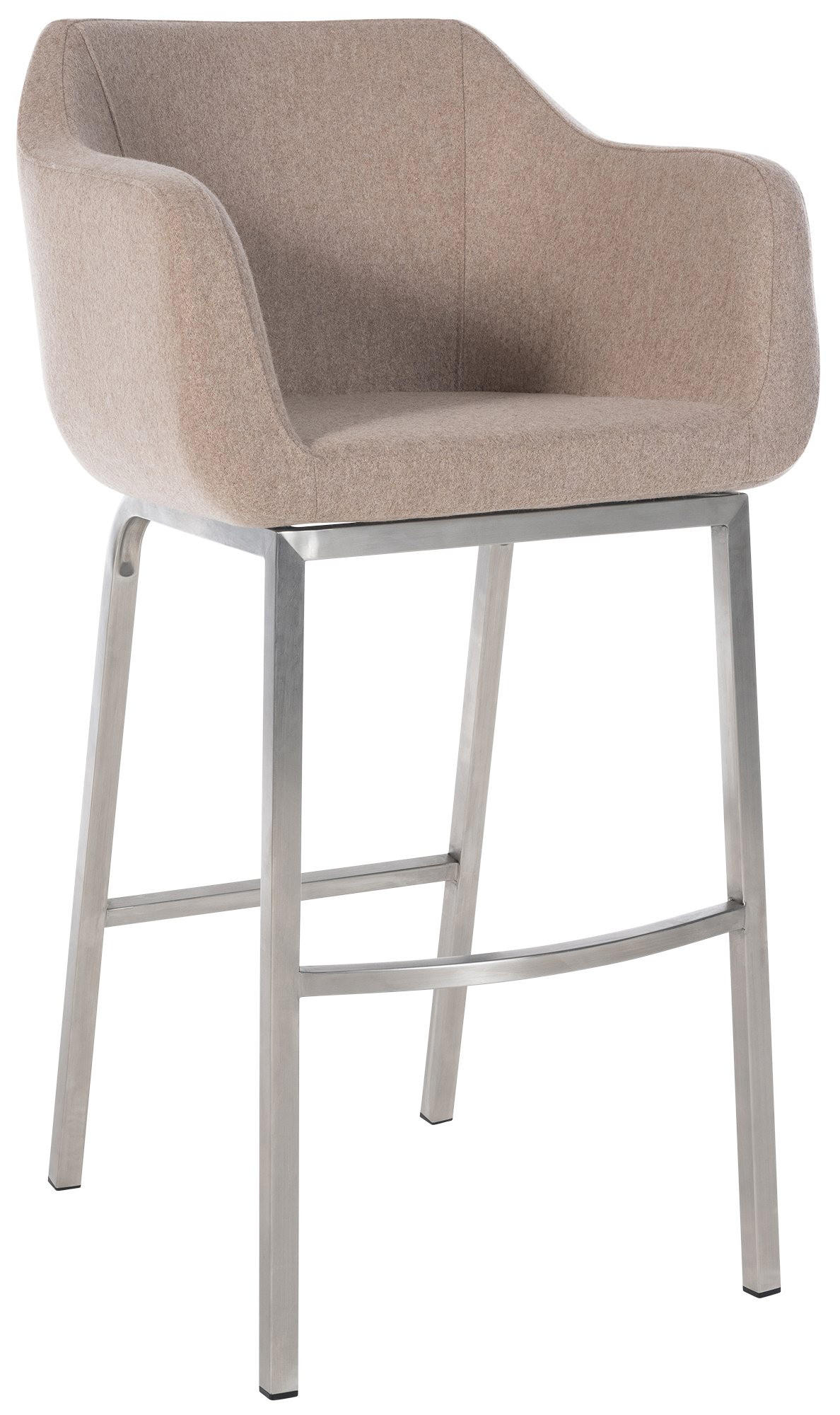 BARHOCKER Filz taupe - Taupe/Edelstahlfarben, Textil/Metall (58/108/56cm) - CLP