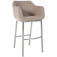 BARHOCKER Filz taupe - Taupe/Edelstahlfarben, Textil/Metall (58/108/56cm) - CLP