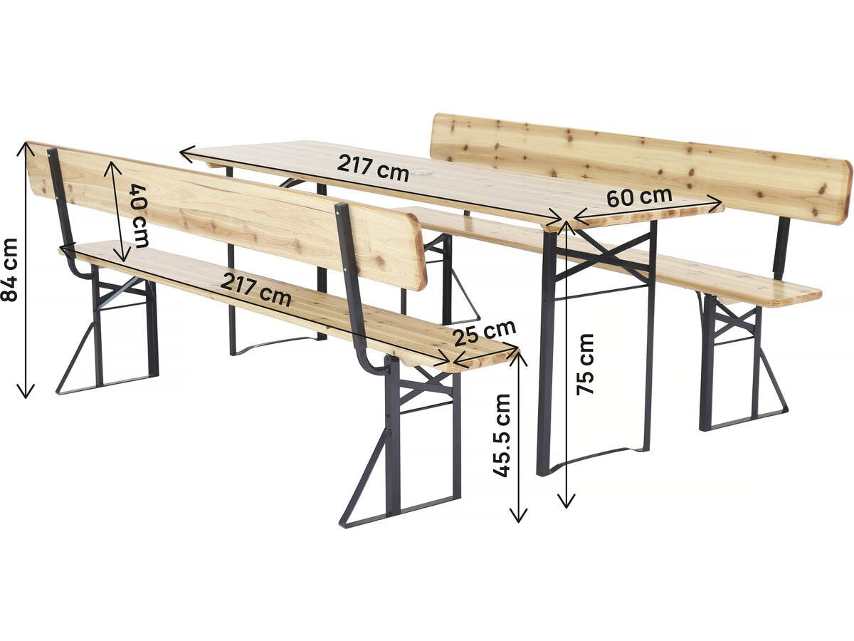 BIERTISCHGARNITUR Lisbonne 220 mit Rückenlehne Braun - Braun, Holz/Metall - Habitat Garten