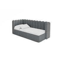 EINZELLBETT Jugendbett mit Bettkasten und Matratze H3/H4, Rechts - HUGY 100x200 Dunkelgrau - Schieferfarben, Holzwerkstoff/Textil (100/200cm) - ALTDECOR