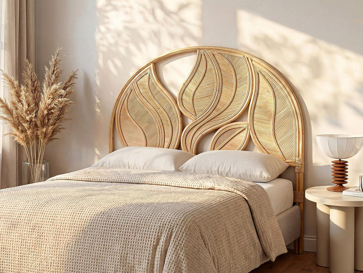 BETTKOPFTEIL - 2 Personen - rattan - naturfarben hell Flerio - Naturfarben, Naturmaterialien (160/135/5cm) - Vente-Unique