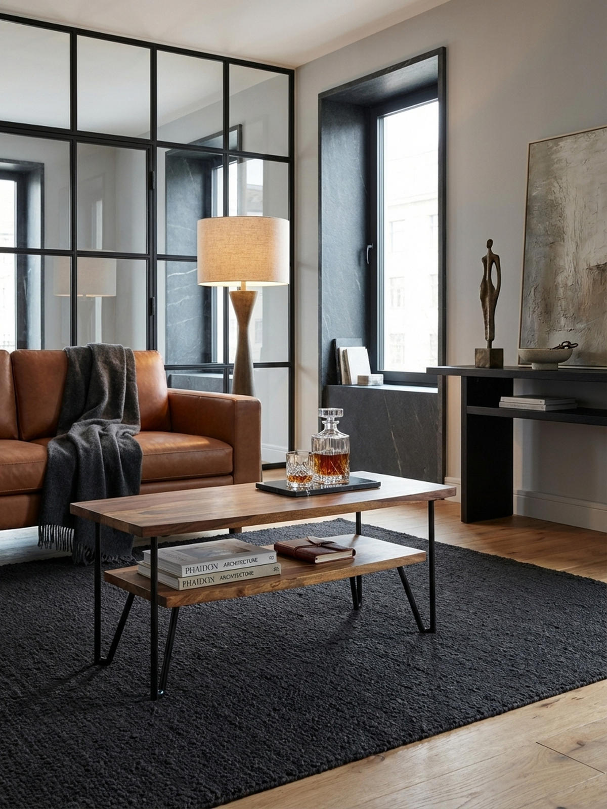 COUCHTISCH Sheesham Massivholz Metall Industrial-Style 90x50x40 cm - Schwarz/Braun, Holz/Metall (50/90/40cm) - KADIMA DESIGN