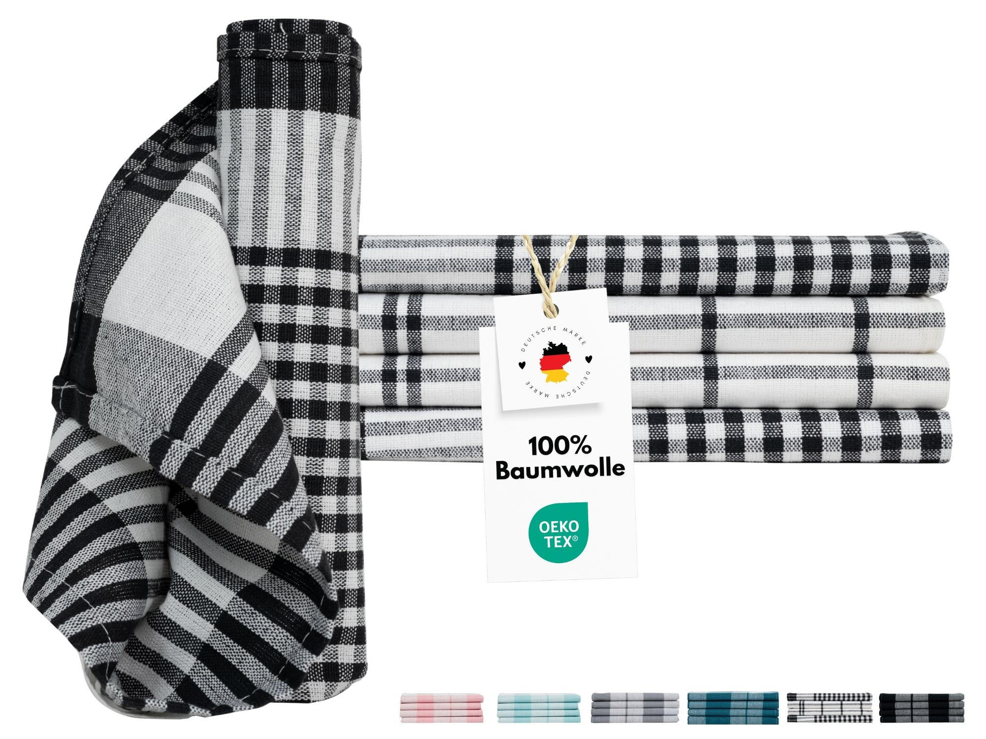 GESCHIRRTÜCHER 50x70 cm im 12er Set aus 100% Baumwolle, Küchentücher Schwarz Weiß - Weiß, Textil (50/70cm) - Carpe Sonno