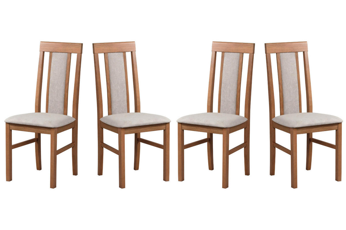ESSZIMMERSTUHL - Set 4x Nilo 2, hell nussbaum, Soro 23 - Beige/Nussbaumfarben, Holz (43/94/40cm) - Leaf Design