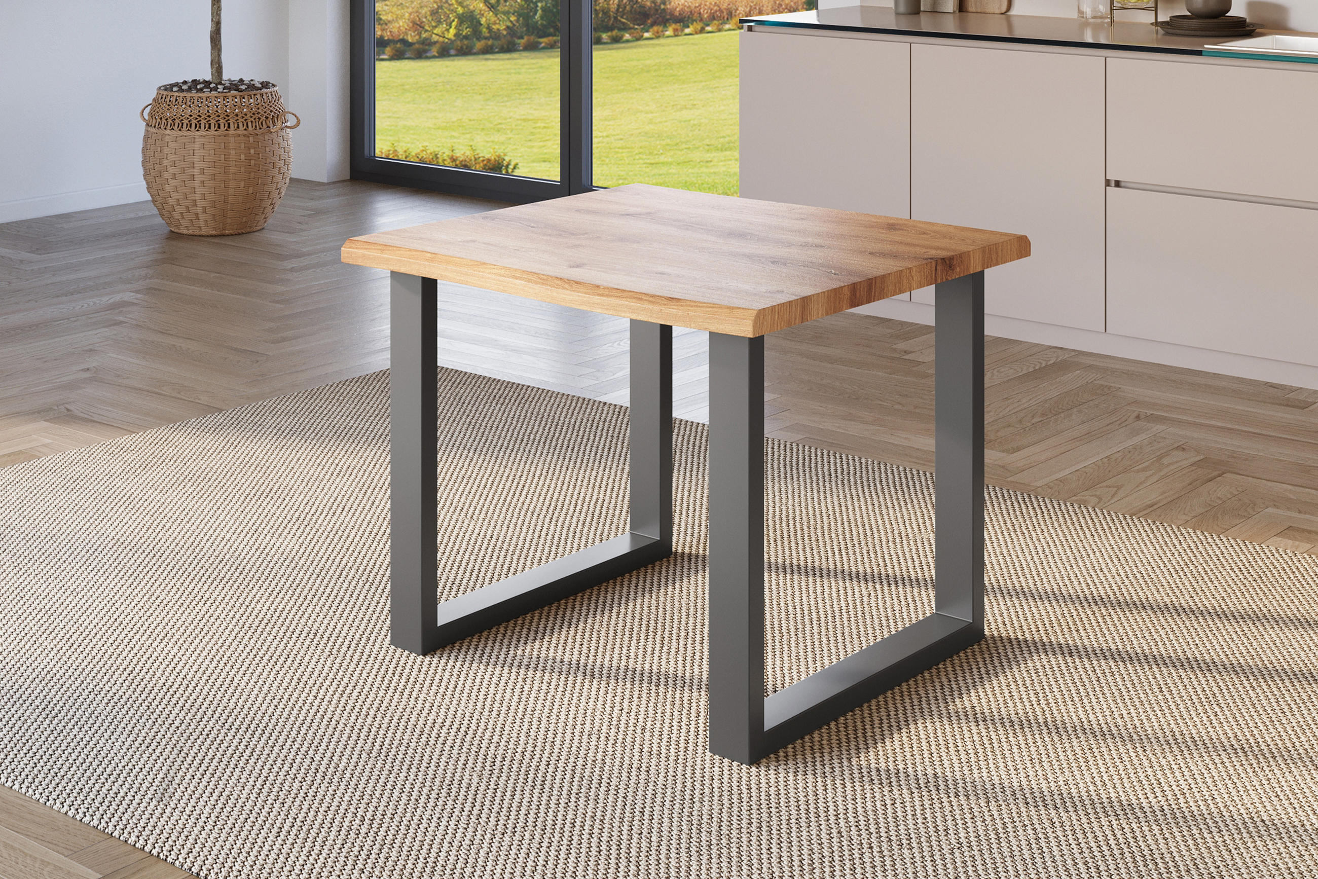 ESSTISCH JULIUS U - Wildeiche/Eichefarben, Holz (80/80/77cm) - SAM