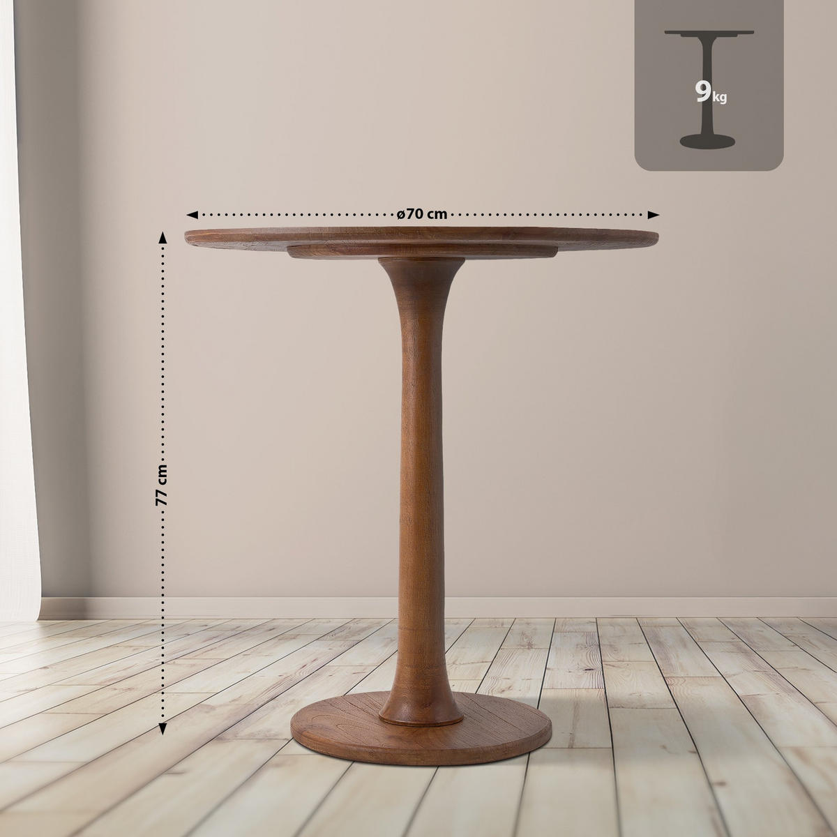 BEISTELLTISCH rund 70 cm Holz Braun - Braun, Holz (70/70/77cm) - CLP