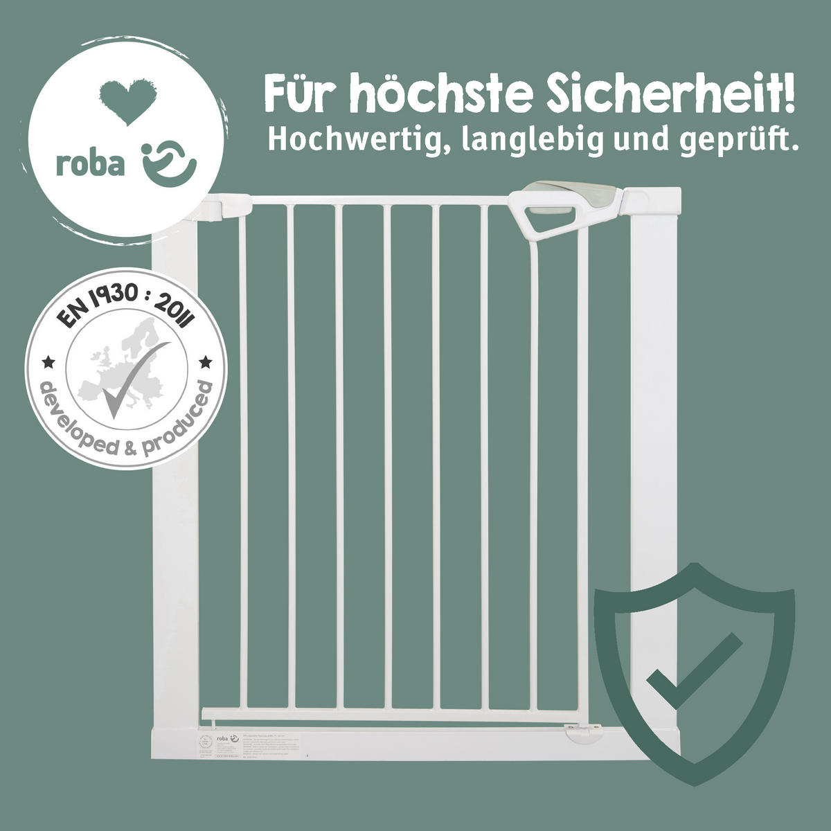 TÜRSCHUTZGITTER easySafe+ zum Klemmen - 75 - 82 cm - Weiß, Metall (82/5cm) - Roba