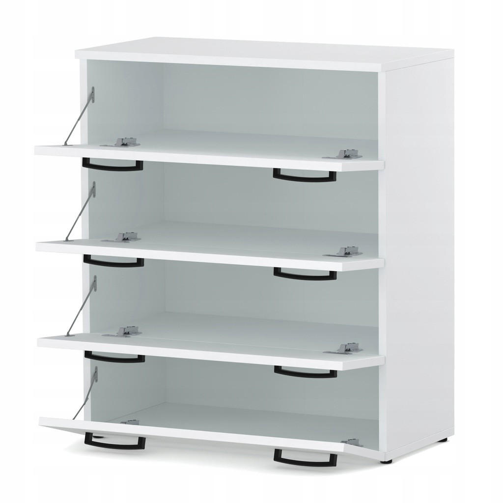 SCHUHSCHRANK – mattweiß - Schwarz/Weiß, Holz (71.2/82.9/35cm) - Stiv Meble