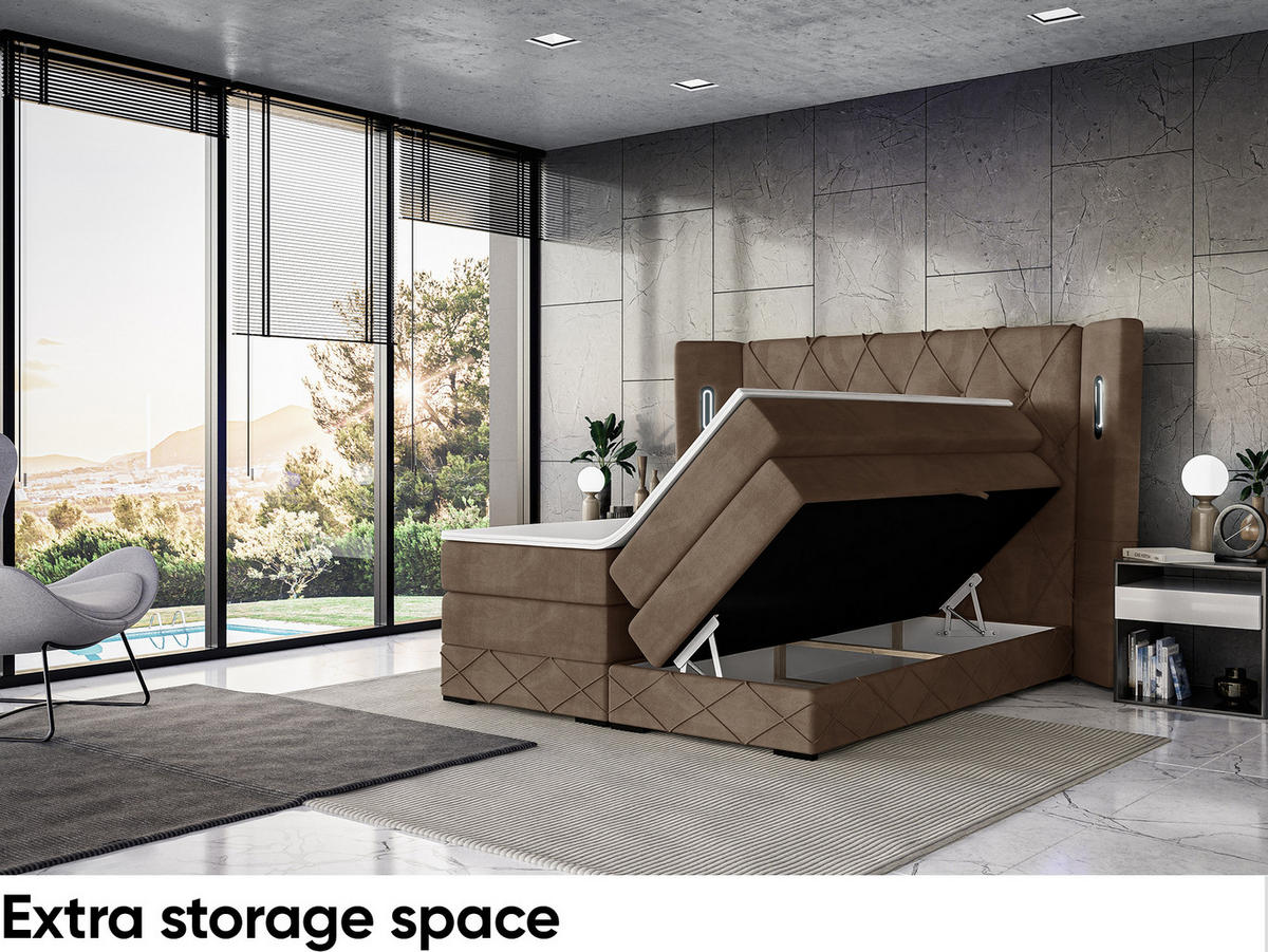 BOXSPRINGBETT Manuel - Schwarz/Braun, Holzwerkstoff/Textil (140/200cm) - Meblini