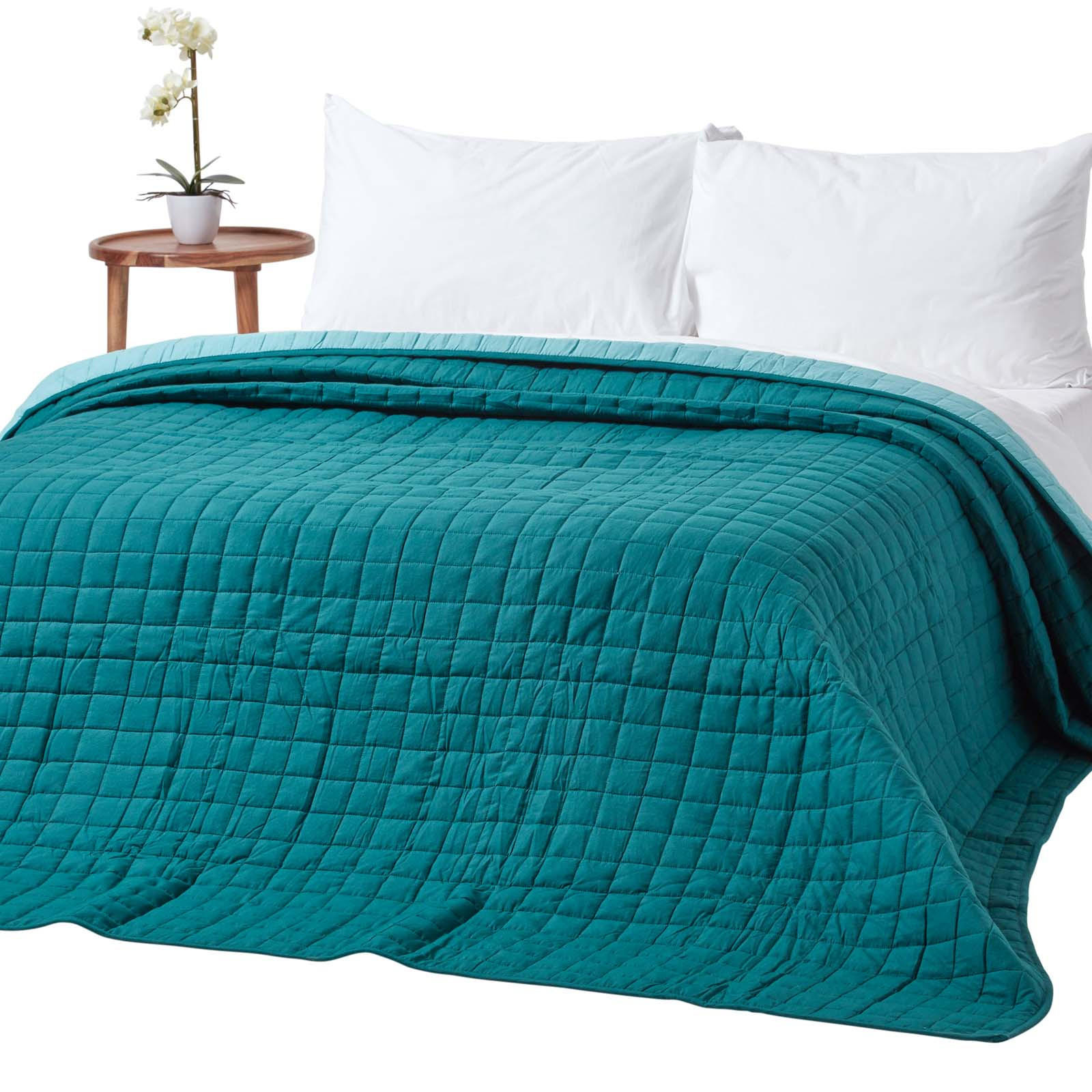 TAGESDECKE gesteppt mit Wende-Design, 200/200 cm - Petrol, Textil (200/200cm) - Homescapes