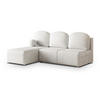 ECKSOFA TRAMA Creme Geflochtener Stoff mit Schlaffunktion - Creme, Holz (200/143cm) - MASSENO