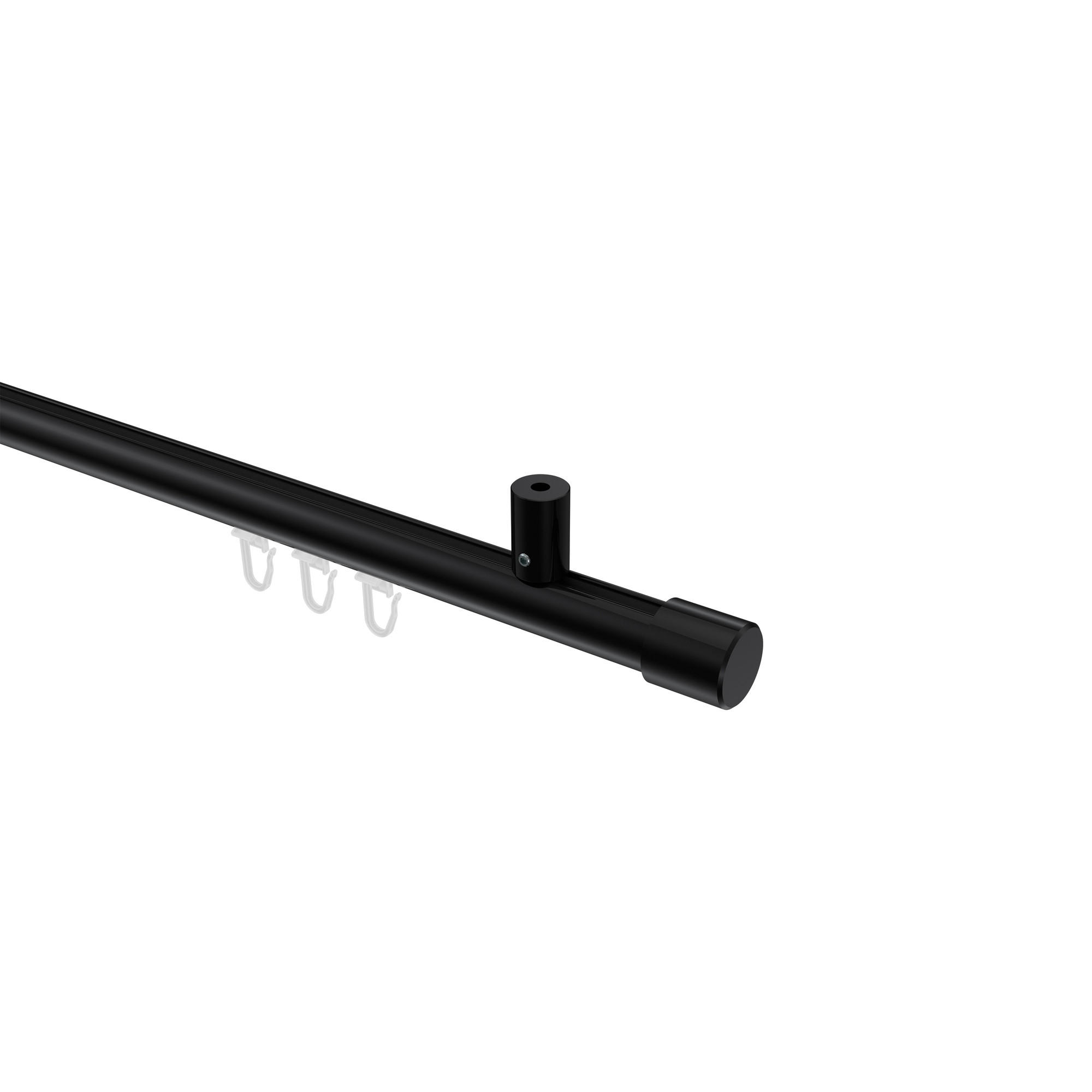 INNENLAUF-GARDINENSTANGEN-SET Sonius Santo 180 cm, 1-läufig, 20 mm Ø Schwarz - Schwarz, Metall (180cm) - INTERDECO