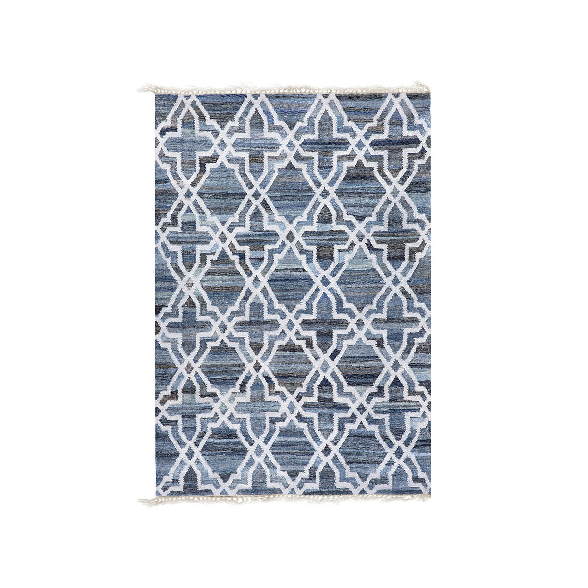 TEPPICH geflochten Adiyaman 200/140 cm - Blau, Textil (140/200cm) - Beliani