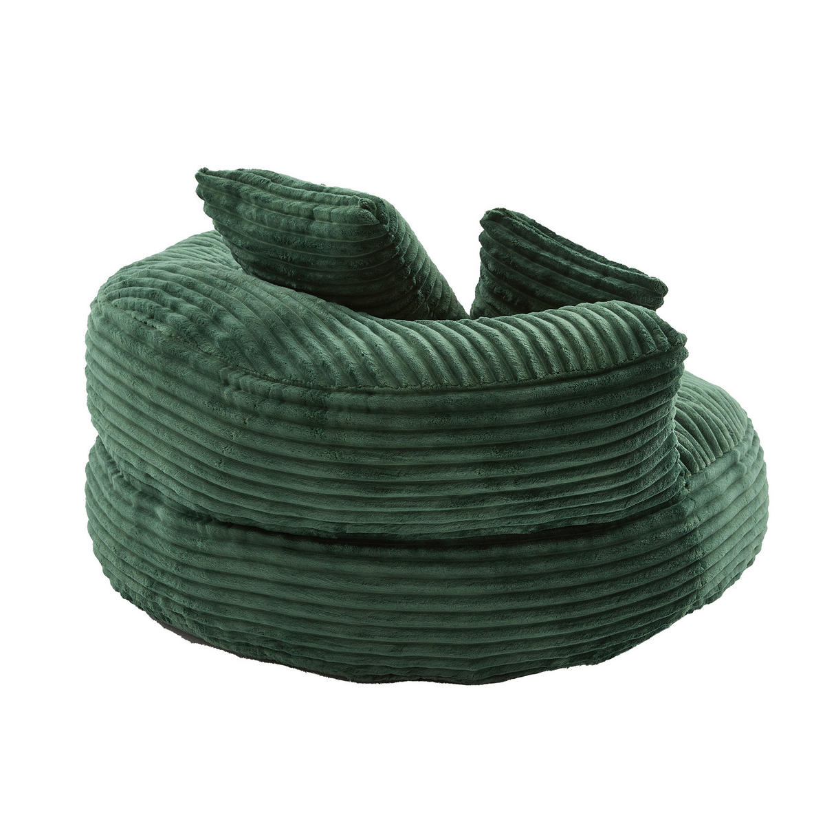 SITZSACK mit hoher Rückenlehne 108 x 108 x 52 cm Cord Emerald - Smaragdgrün, Textil (108/52/108cm) - Meubliv